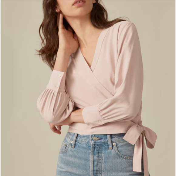 Everlane Tops - NWT Everlane The Washable Silk Wrap Top in Rose Pink